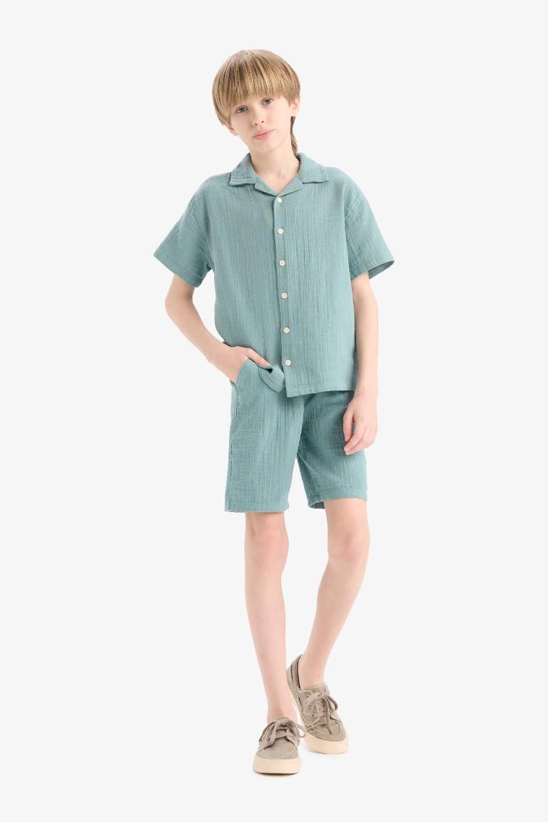 Boy Elastic Waist Muslin Shorts