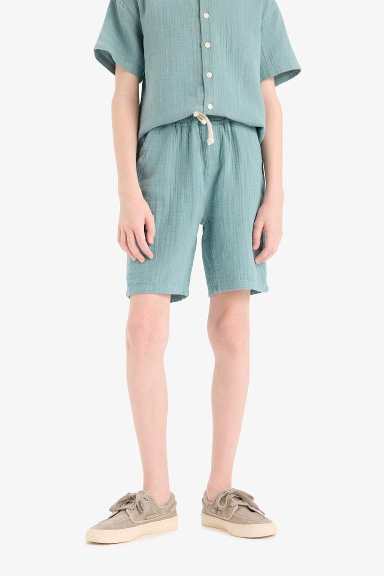 Boy Elastic Waist Muslin Shorts