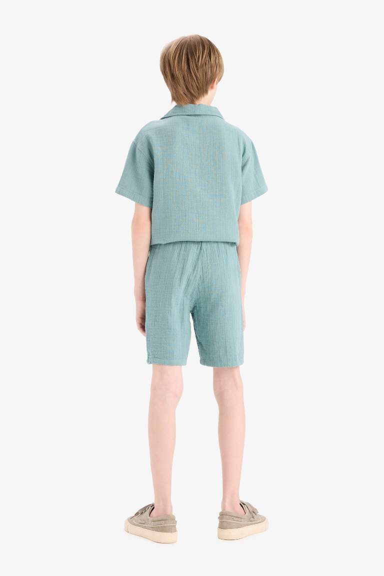 Boy Elastic Waist Muslin Shorts