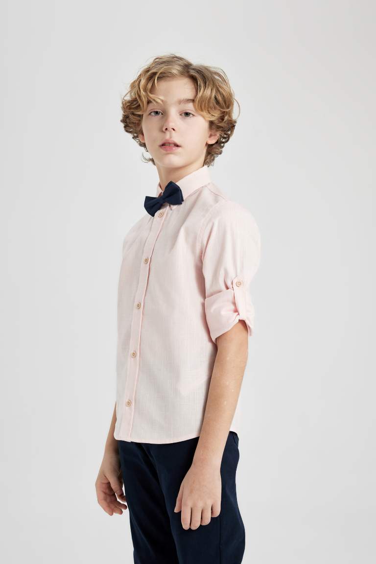 Boy Polo Collar Long Sleeve Shirt 2 Piece