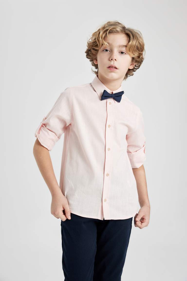 Boy Polo Collar Long Sleeve Shirt 2 Piece