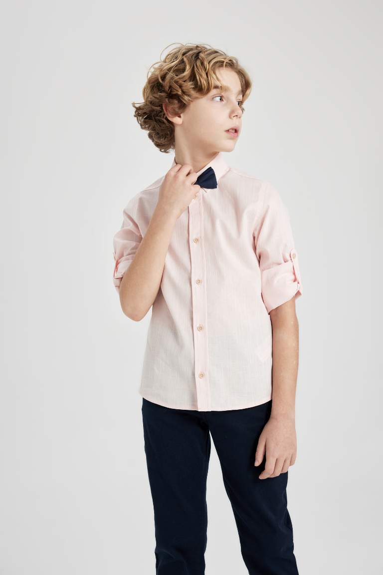 Boy Polo Collar Long Sleeve Shirt 2 Piece