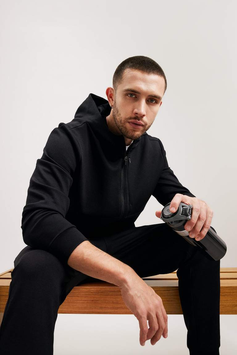 DeFactoFit Slim Fit Skuba Dalgıç Kumaş Fermuarlı Sweatshirt