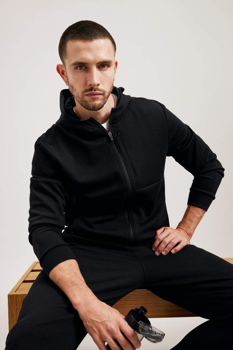 DeFactoFit Slim Fit Skuba Dalgıç Kumaş Fermuarlı Sweatshirt