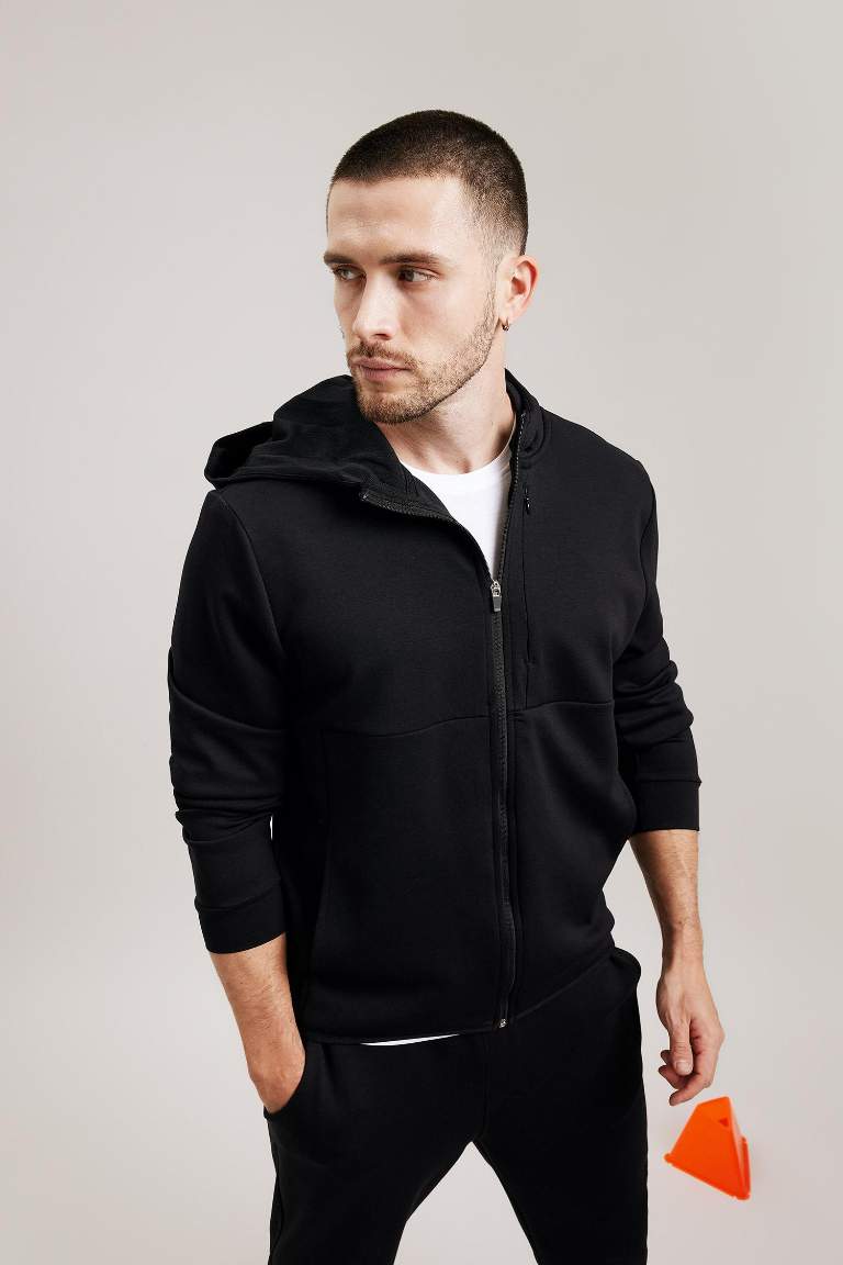DeFactoFit Slim Fit Skuba Dalgıç Kumaş Fermuarlı Sweatshirt