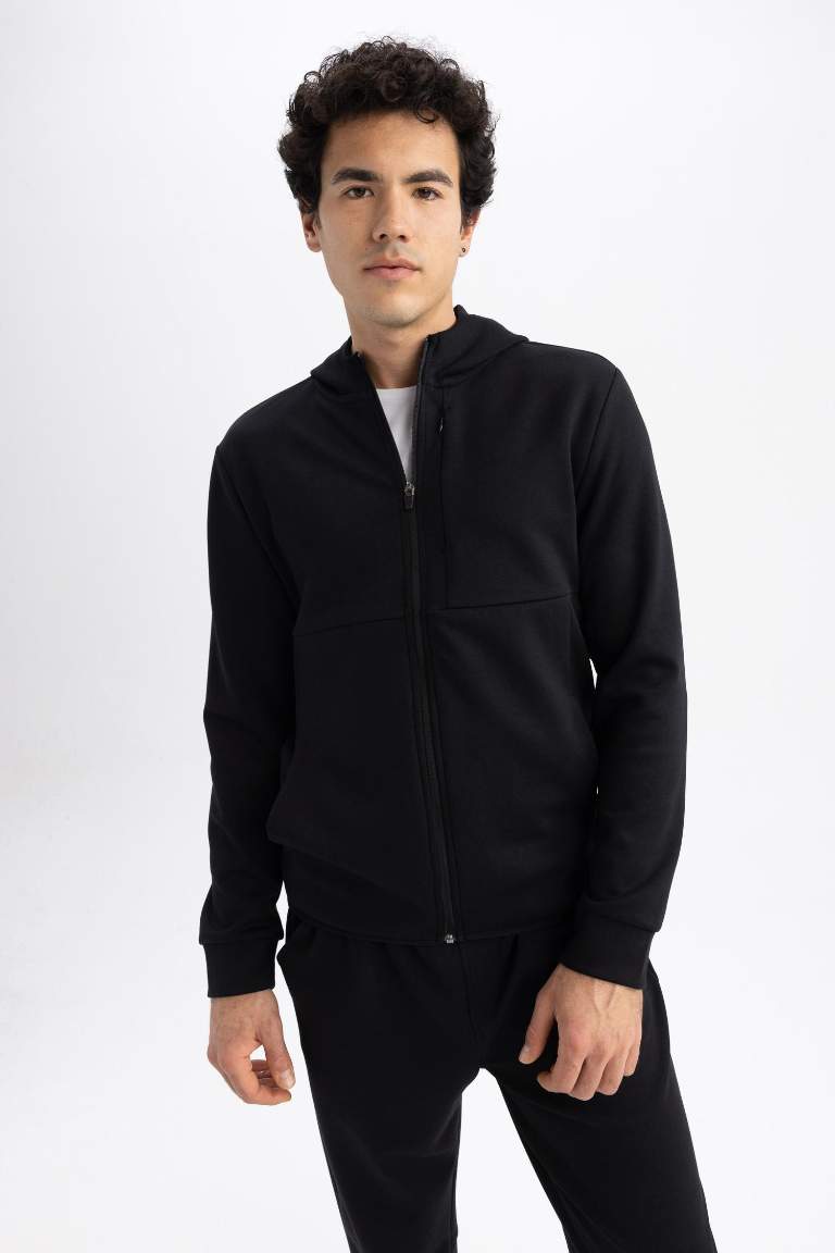 DeFactoFit Slim Fit Skuba Dalgıç Kumaş Fermuarlı Sweatshirt