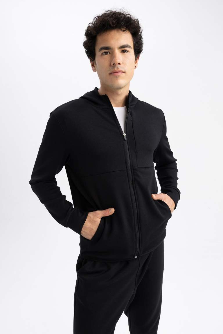 DeFactoFit Slim Fit Skuba Dalgıç Kumaş Fermuarlı Sweatshirt