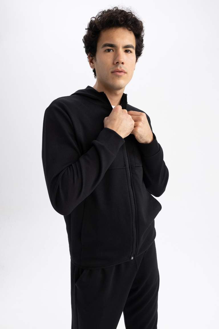 DeFactoFit Slim Fit Skuba Dalgıç Kumaş Fermuarlı Sweatshirt