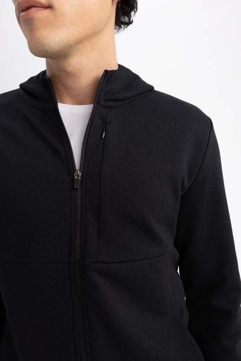 DeFactoFit Slim Fit Skuba Dalgıç Kumaş Fermuarlı Sweatshirt