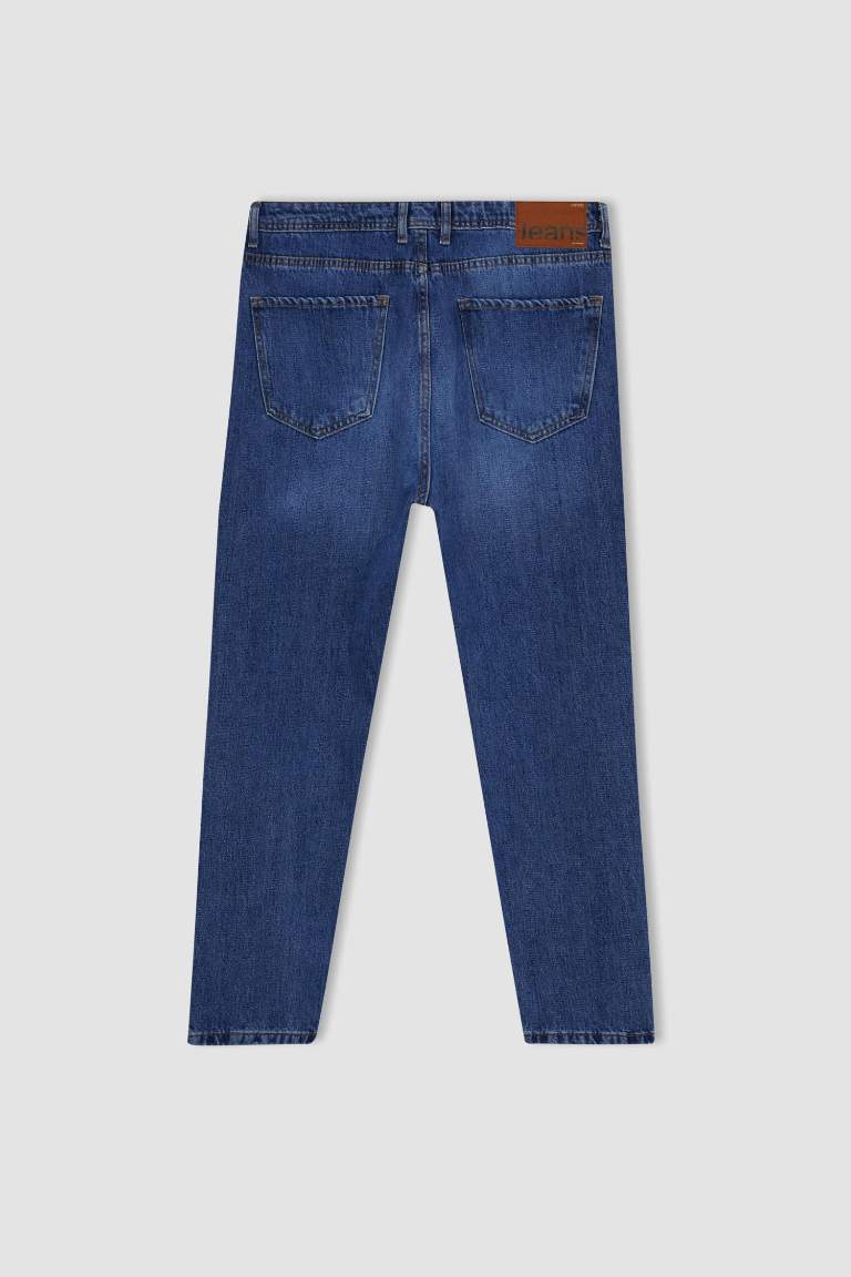 Loose Fit Bol Kalıp Yüksek Bel Dar Paça Jean Pantolon