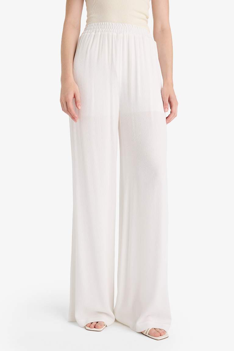 Wide Leg With Pockets Crinkle Viscose Trousers