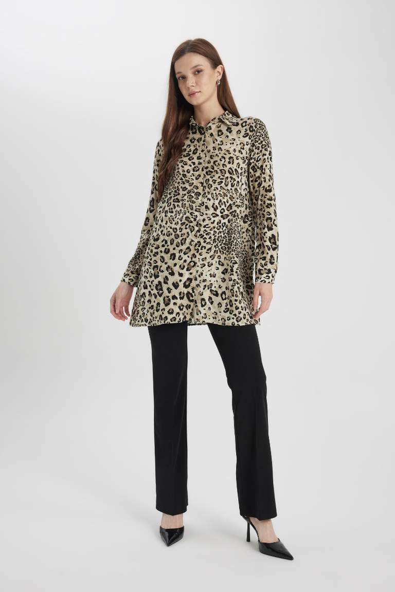 Regular Fit Leopard Patterned Shirt Tunic