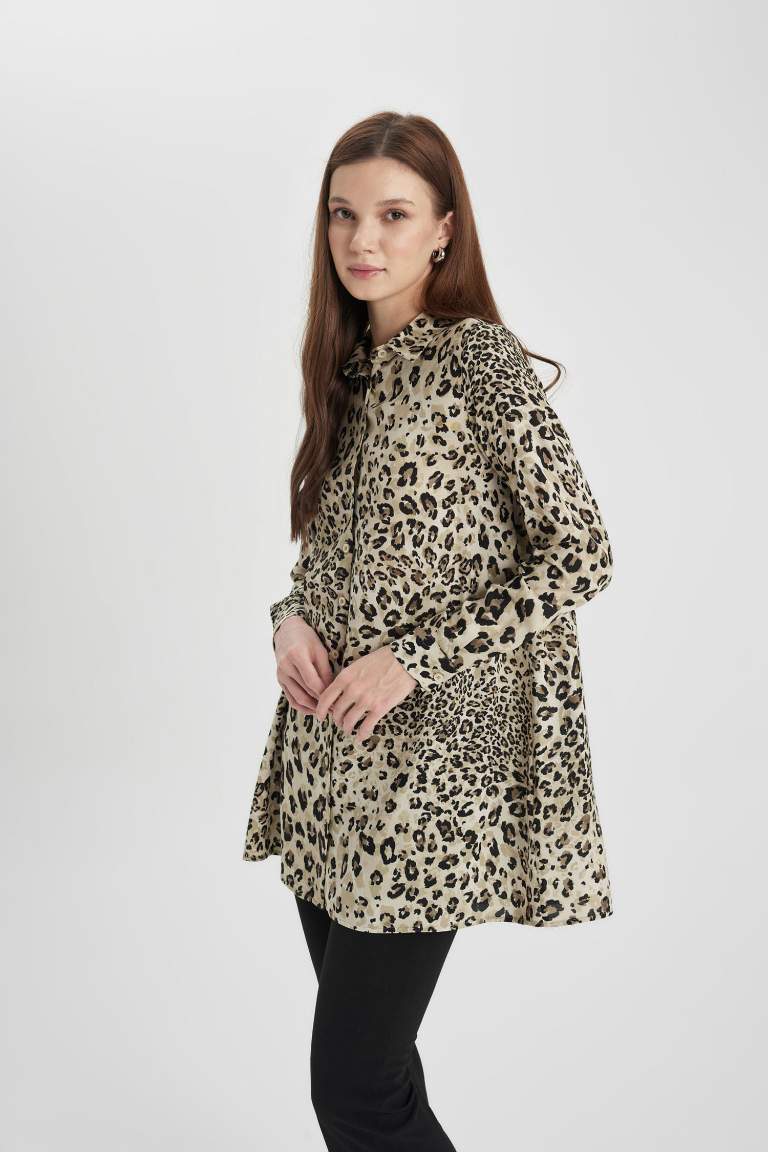 Regular Fit Leopard Patterned Shirt Tunic