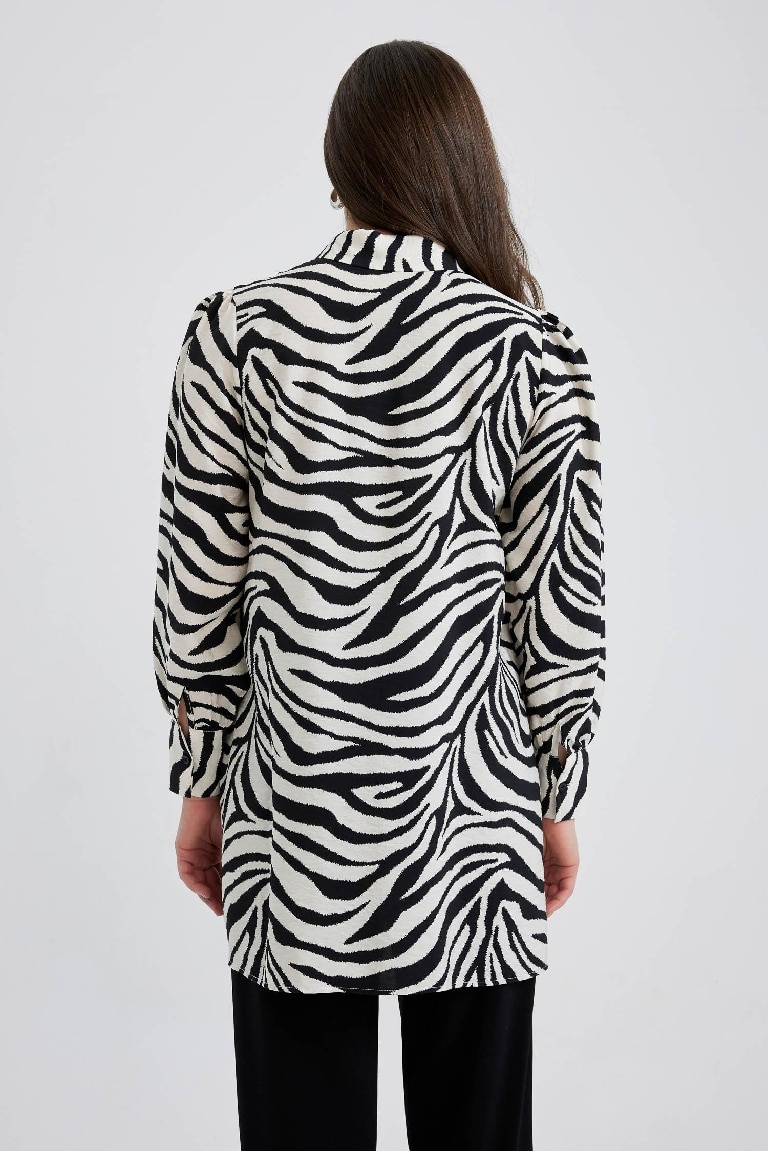 Regular Fit Zebra Patterned Long Sleeve Tunic