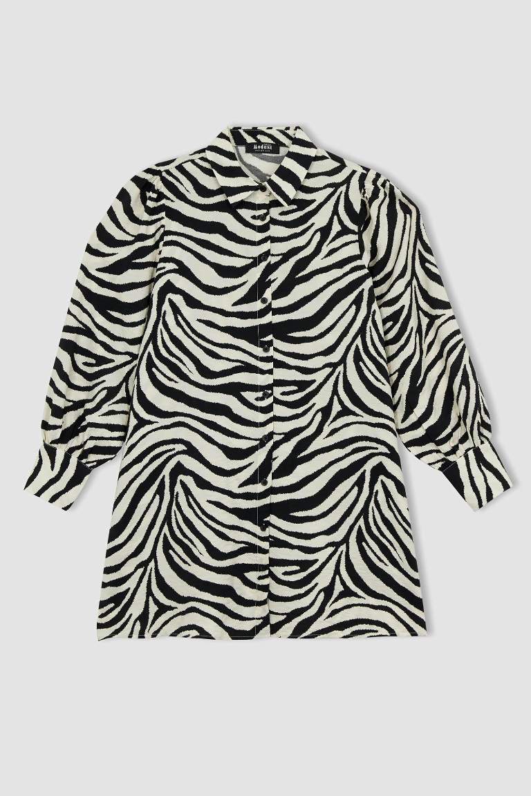 Regular Fit Zebra Patterned Long Sleeve Tunic