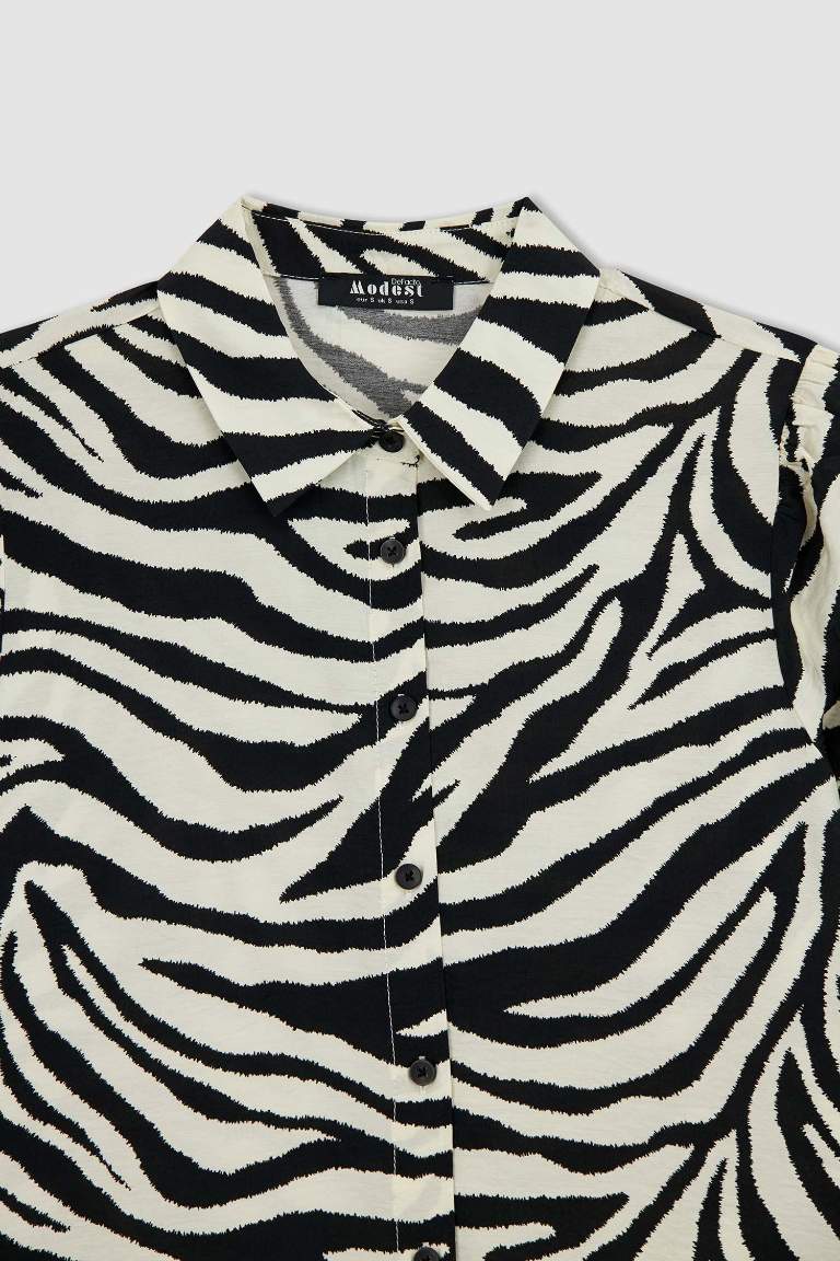 Regular Fit Zebra Patterned Long Sleeve Tunic