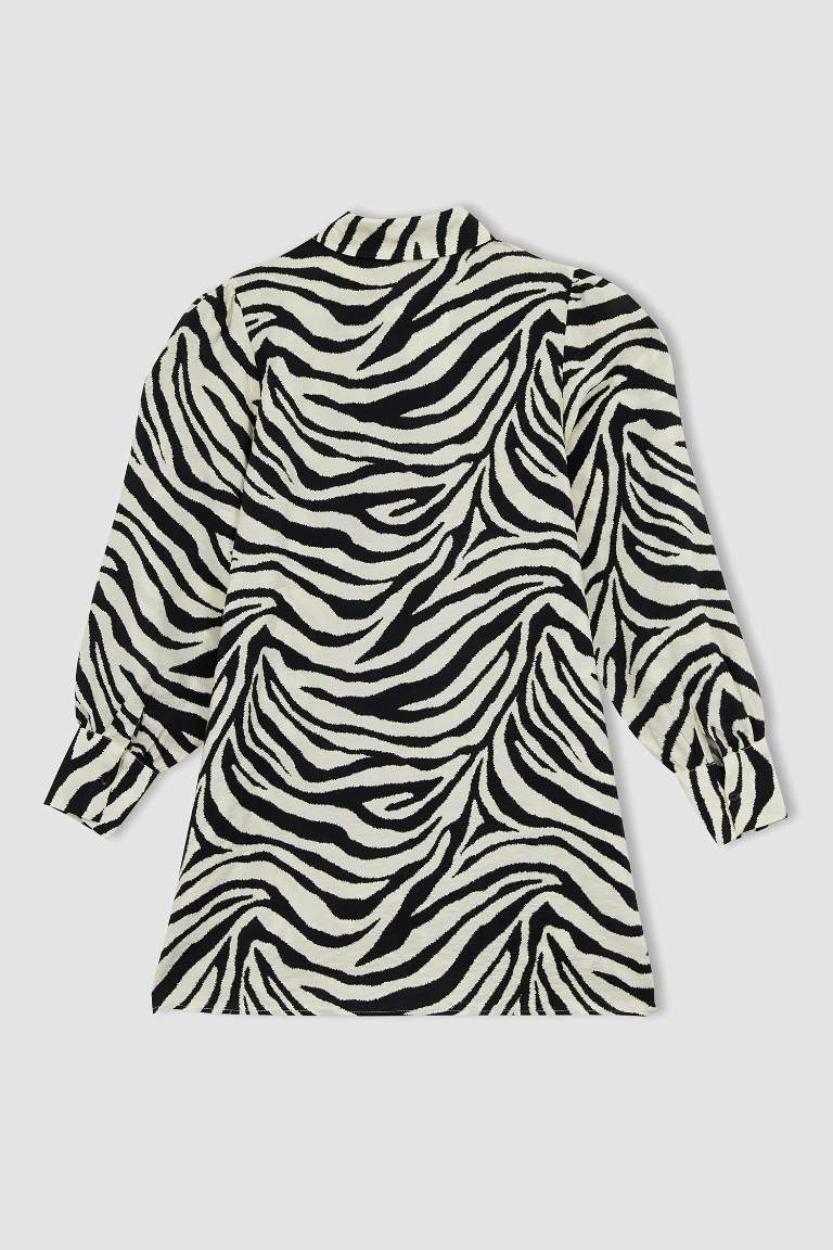 Regular Fit Zebra Patterned Long Sleeve Tunic