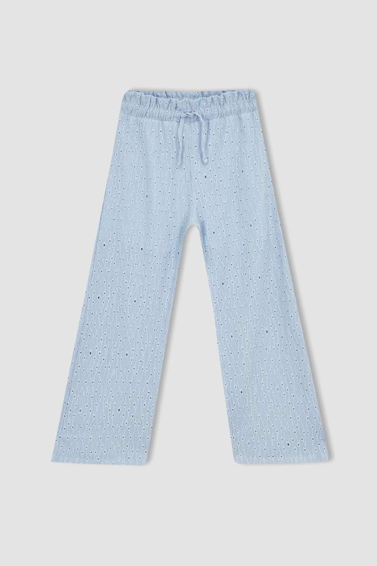 Girl Wide Leg Embroidery Trousers