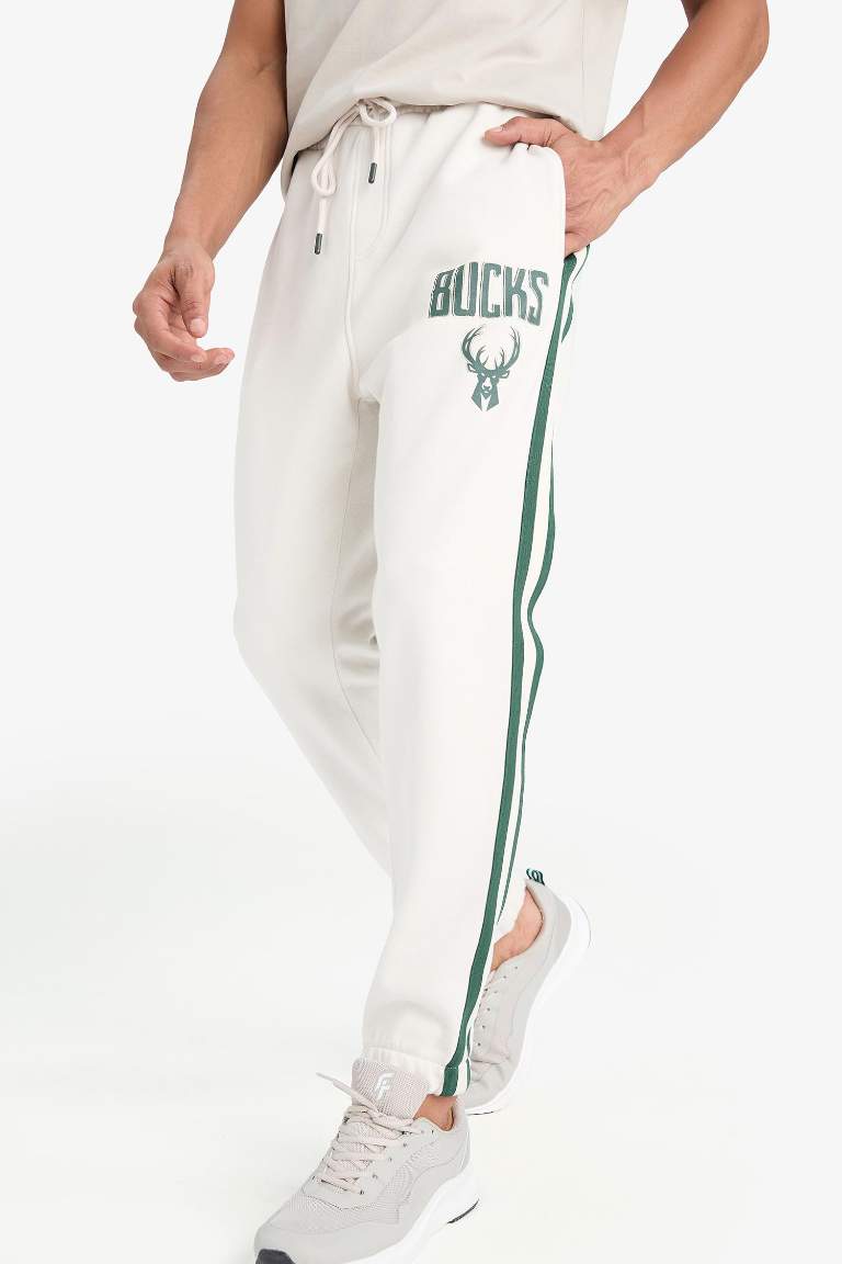 DeFactoFit NBA Milwaukee Bucks Standart Fit Cepli Kalın Jogger Eşofman Altı