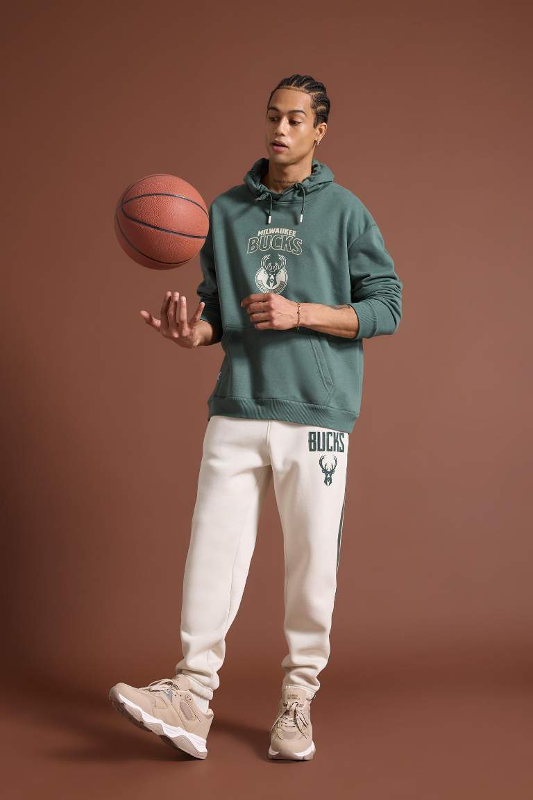 DeFactoFit NBA Milwaukee Bucks Standart Fit Cepli Kalın Jogger Eşofman Altı