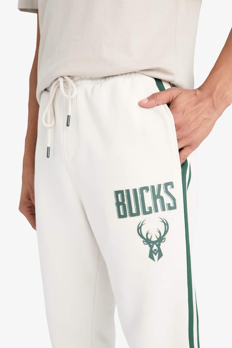 DeFactoFit NBA Milwaukee Bucks Standart Fit Cepli Kalın Jogger Eşofman Altı