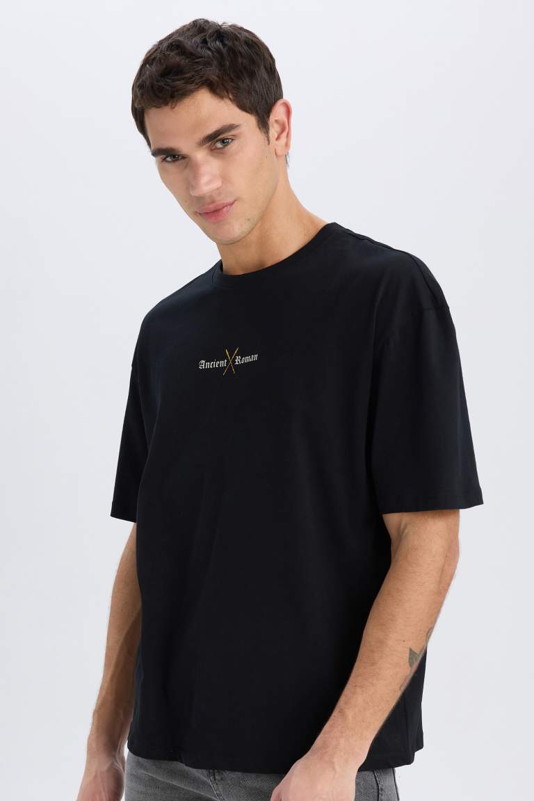 Oversize Fit Crew Neck Back Printed T-Shirt