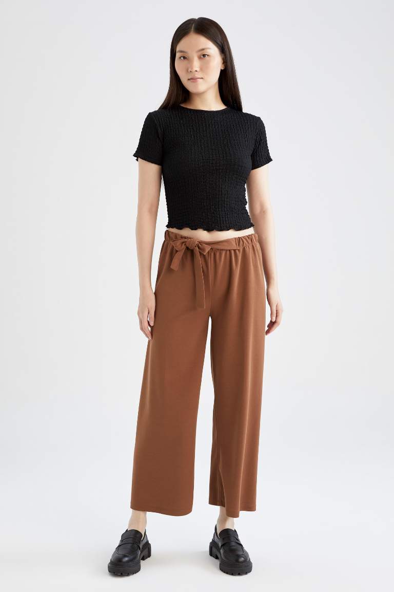 Regular Fit Bol Paça Kuşaklı Pantolon