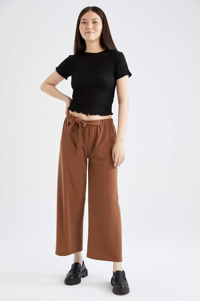 Regular Fit Bol Paça Kuşaklı Pantolon
