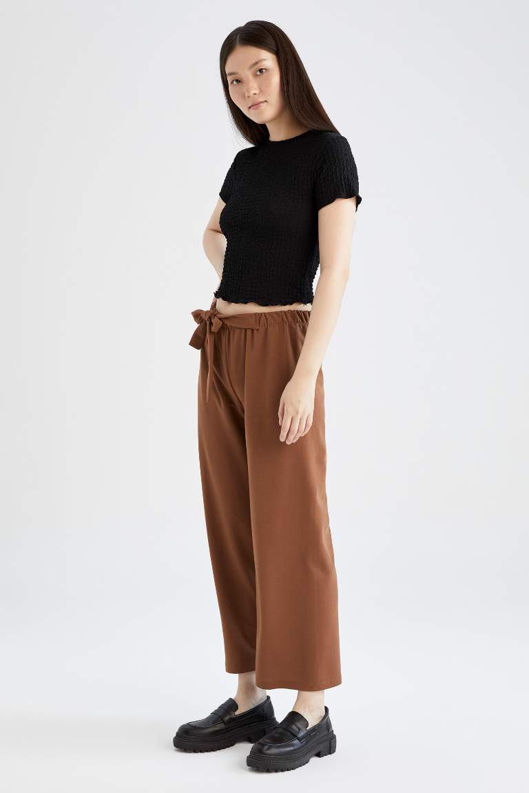 Regular Fit Bol Paça Kuşaklı Pantolon