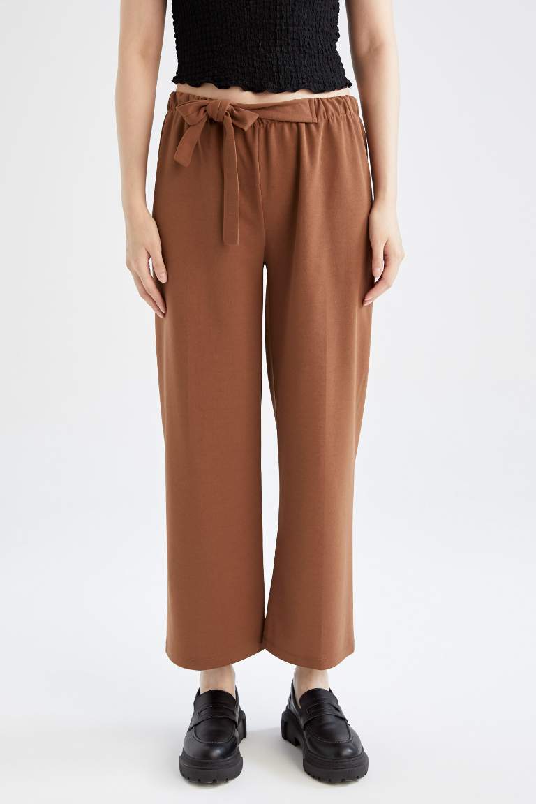 Regular Fit Bol Paça Kuşaklı Pantolon