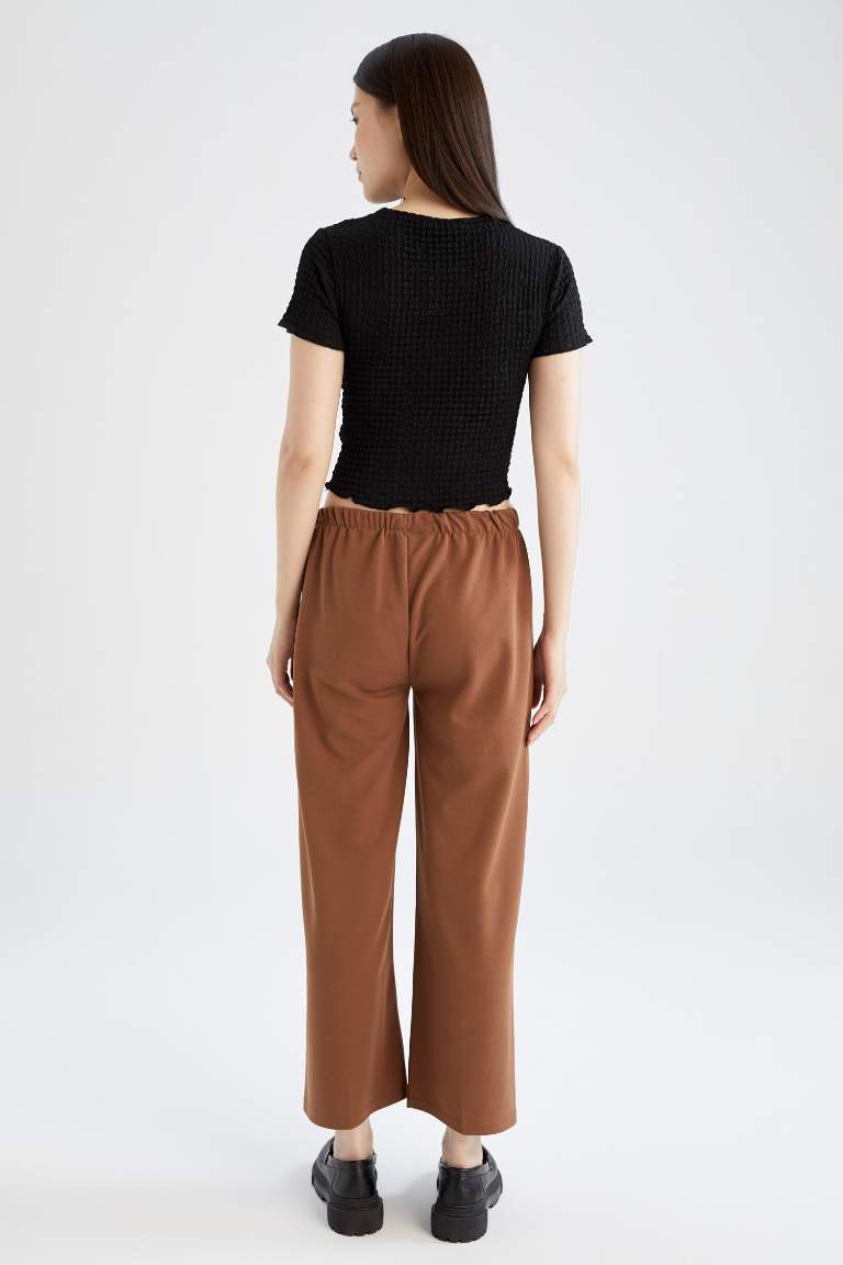 Regular Fit Bol Paça Kuşaklı Pantolon