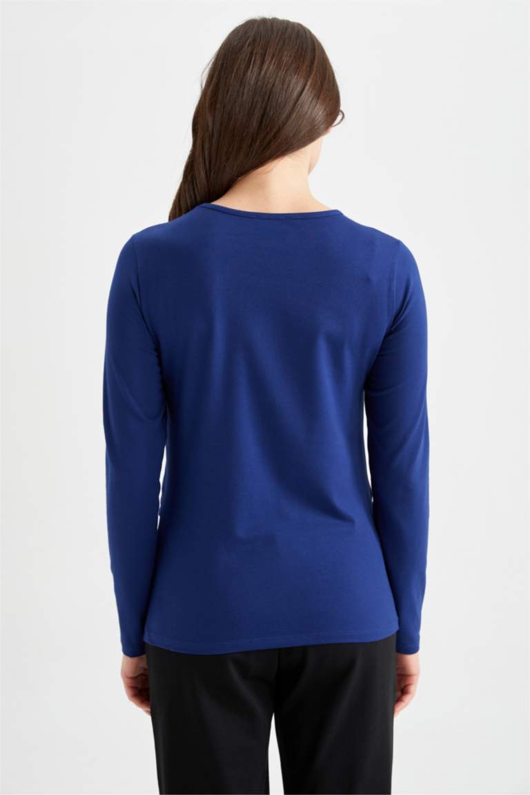 Bisiklet Yaka Bebek Baskılı Uzun Kollu Hamile Tişört