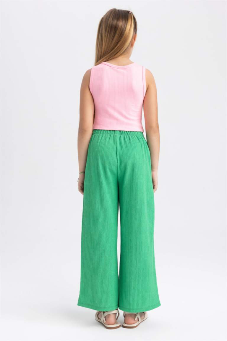 Girl Wide Leg Crinkle Fabric Trousers