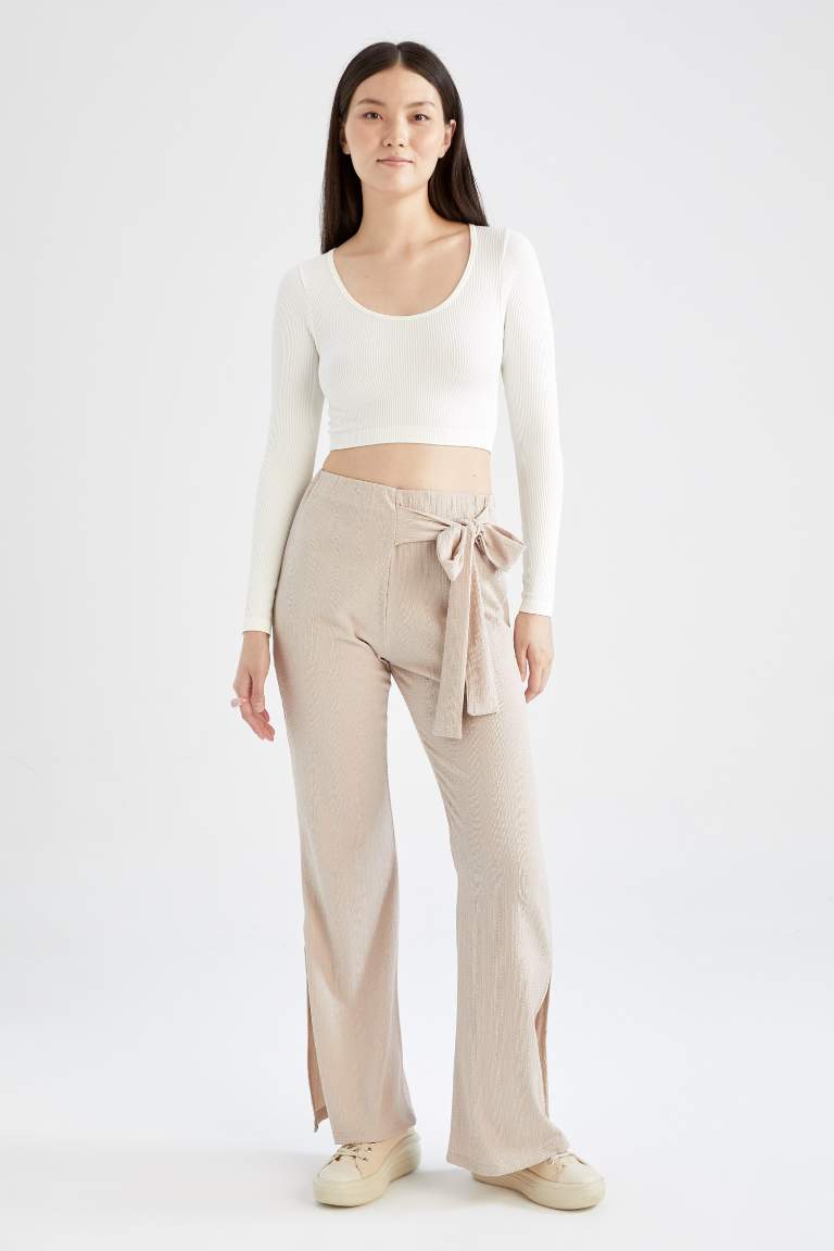 Slit Detail Belted Sweatpants