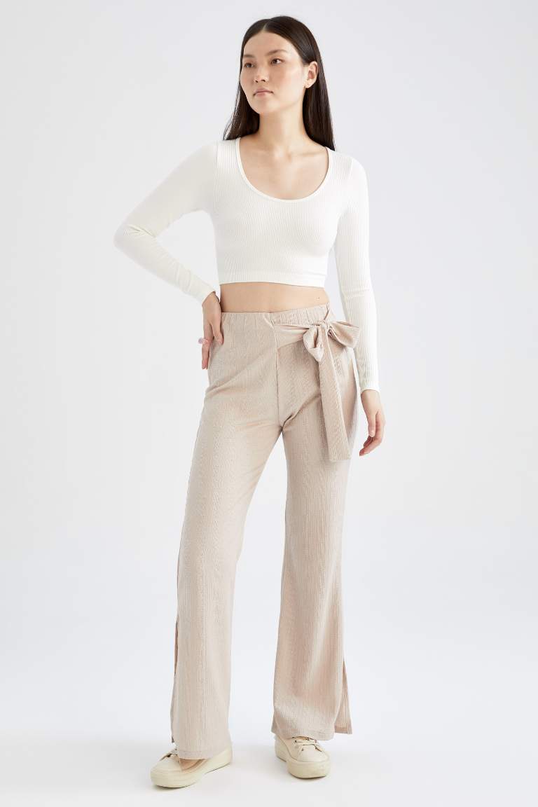 Slit Detail Belted Sweatpants