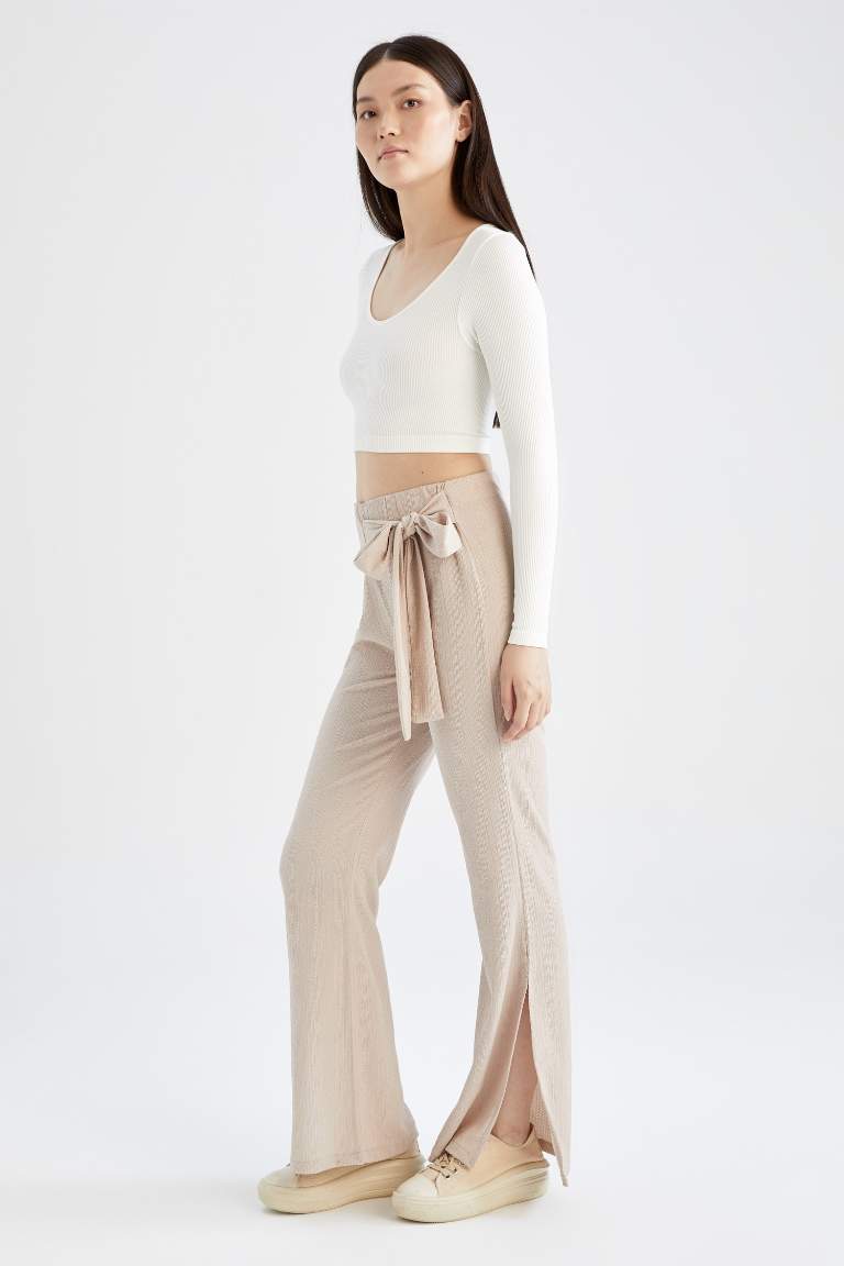 Slit Detail Belted Sweatpants