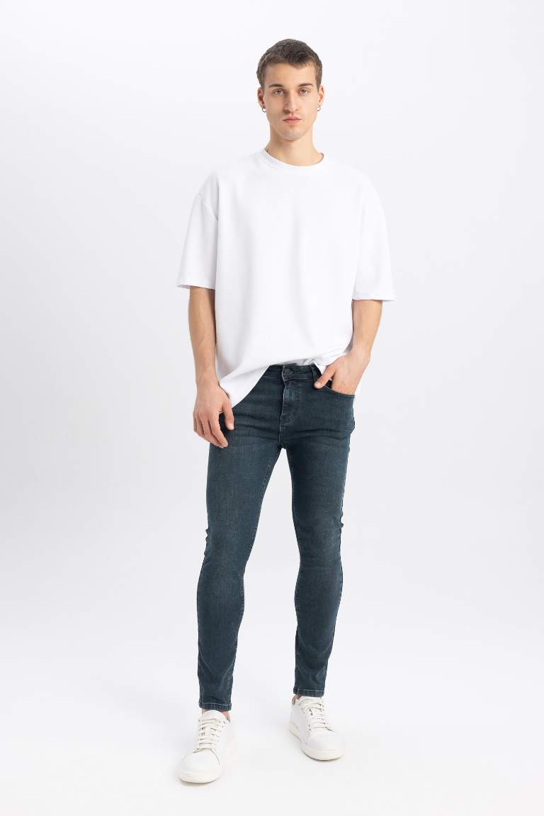 Pantalon Jean Super Skinny Taille Normale à Jambes très étroites