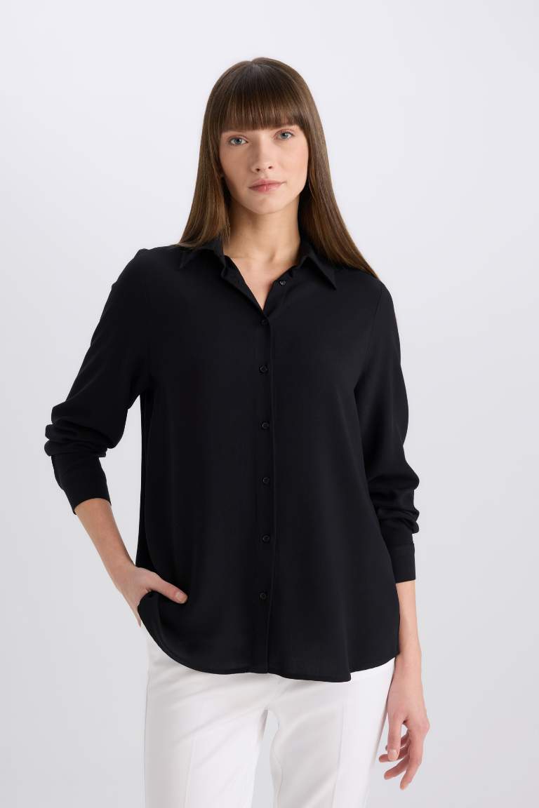 Regular Fit Shirt Collar Long Sleeve Shirt