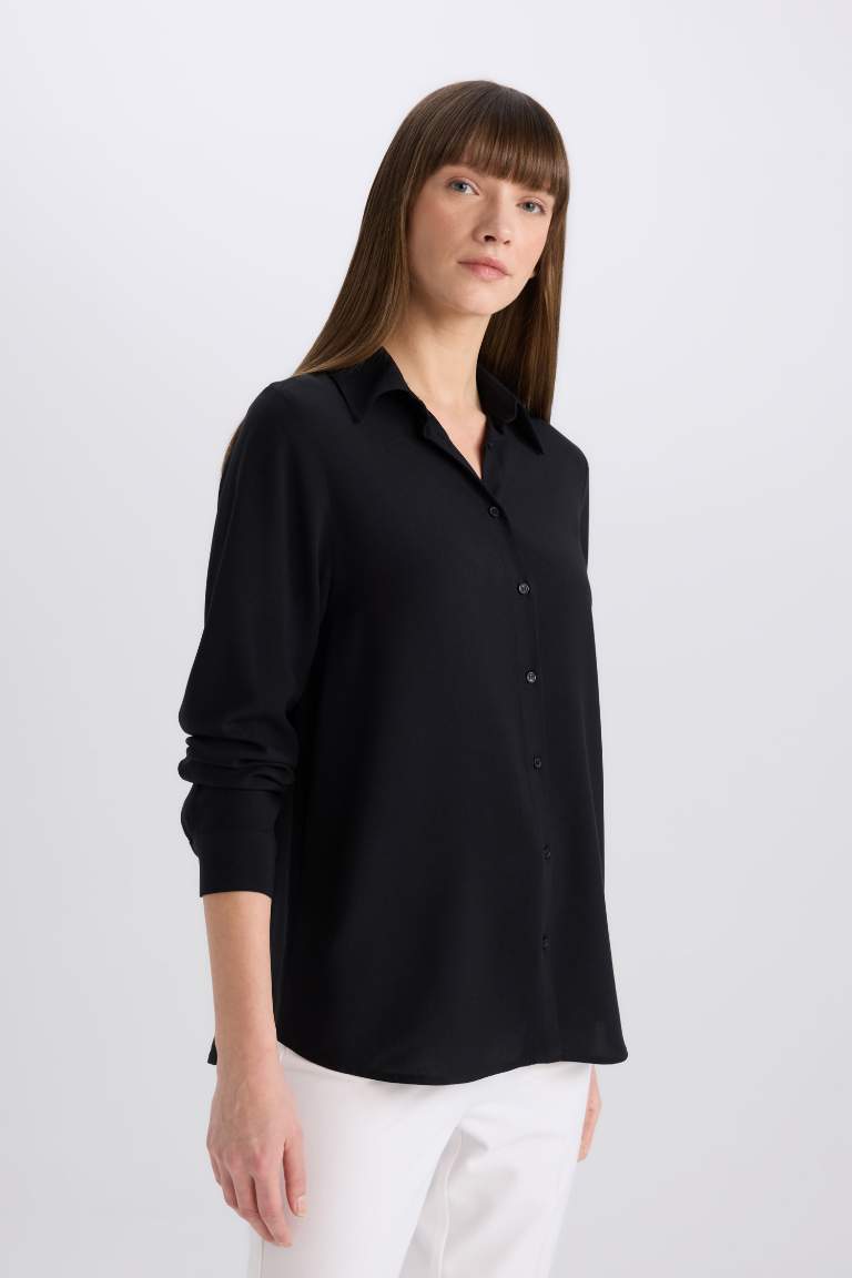 Regular Fit Shirt Collar Long Sleeve Shirt