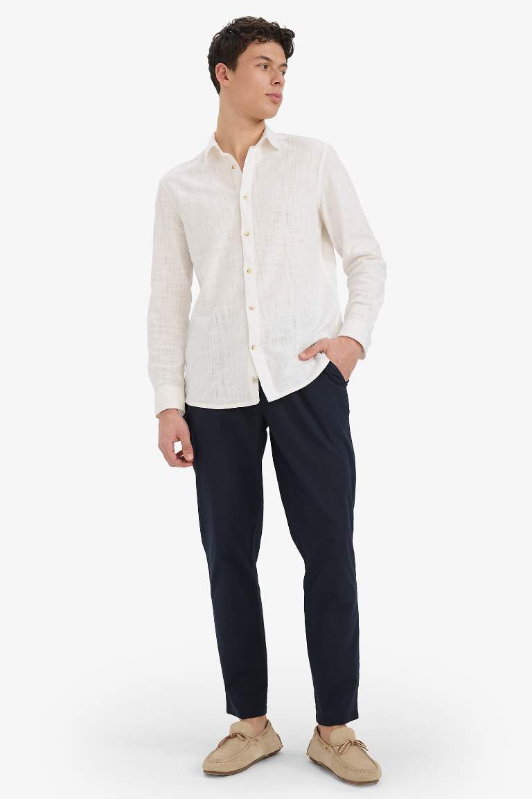 %100 Pamuk Jogger Fit Dar Paça Pantolon