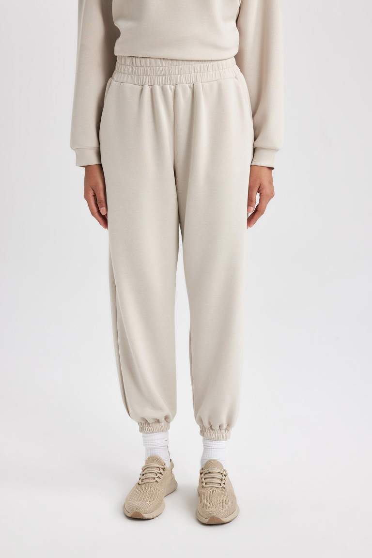 DeFactoFit Oversize Geniş Kalıp İnce Sporcu Eşofman Altı Çift Cepli Jogger Paça Standart Boy Skuba Dalgıç Kumaş