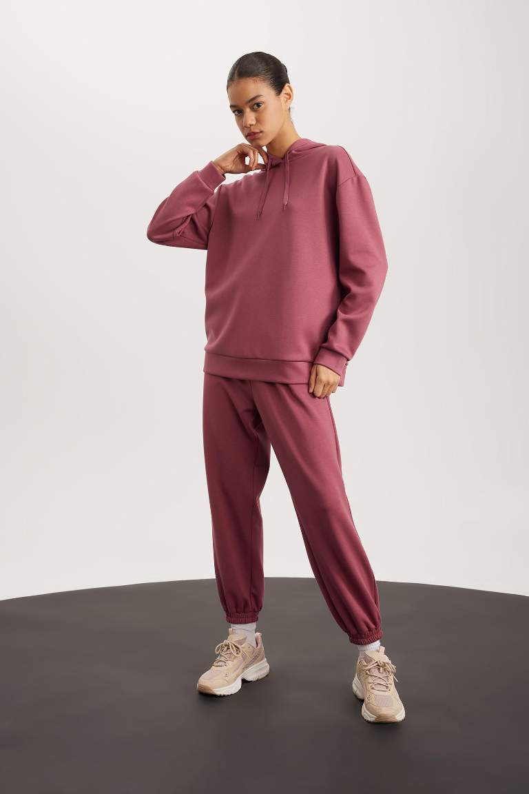 DeFactoFit Oversize Geniş Kalıp Sporcu Eşofman Altı Çift Cepli Jogger Paça Standart Boy Skuba Dalgıç Kumaş