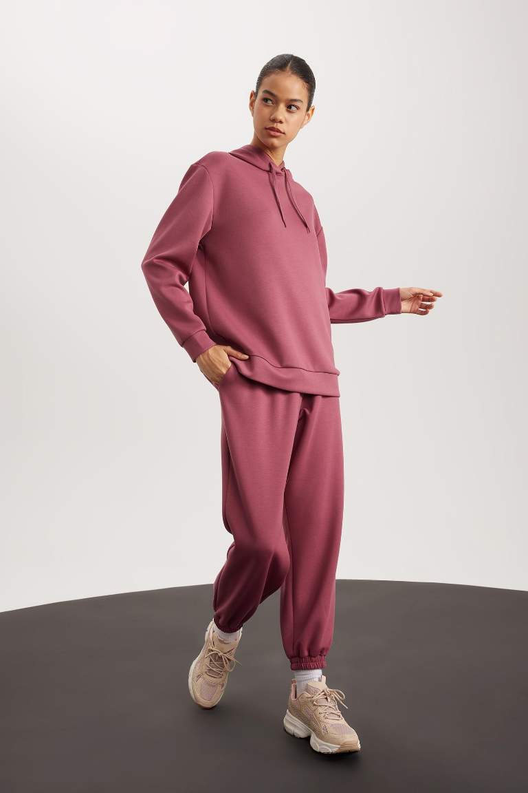 DeFactoFit Oversize Geniş Kalıp Sporcu Eşofman Altı Çift Cepli Jogger Paça Standart Boy Skuba Dalgıç Kumaş