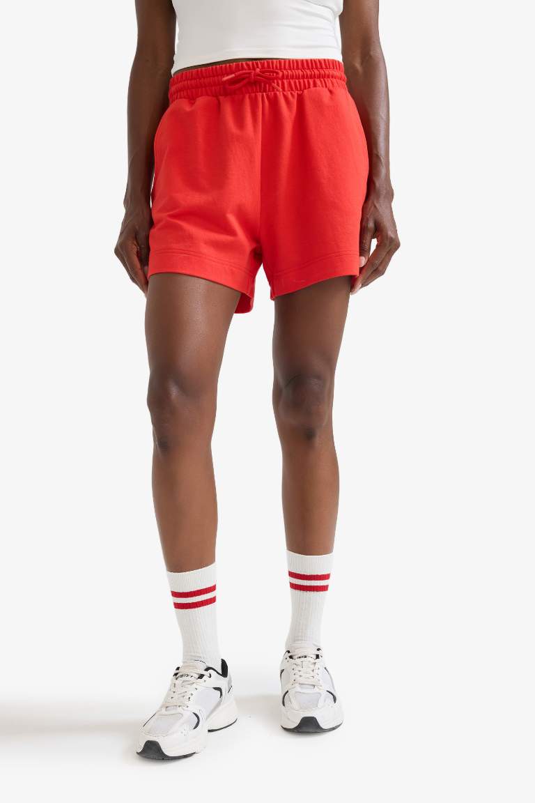 DeFactoFit Standart Fit Sporcu Kısa Paça Basic Düz Kırmızı Şort