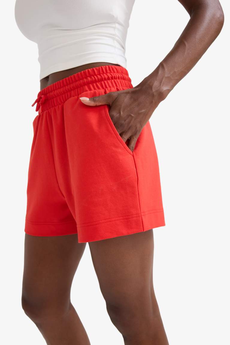 DeFactoFit Standart Fit Sporcu Kısa Paça Basic Düz Kırmızı Şort
