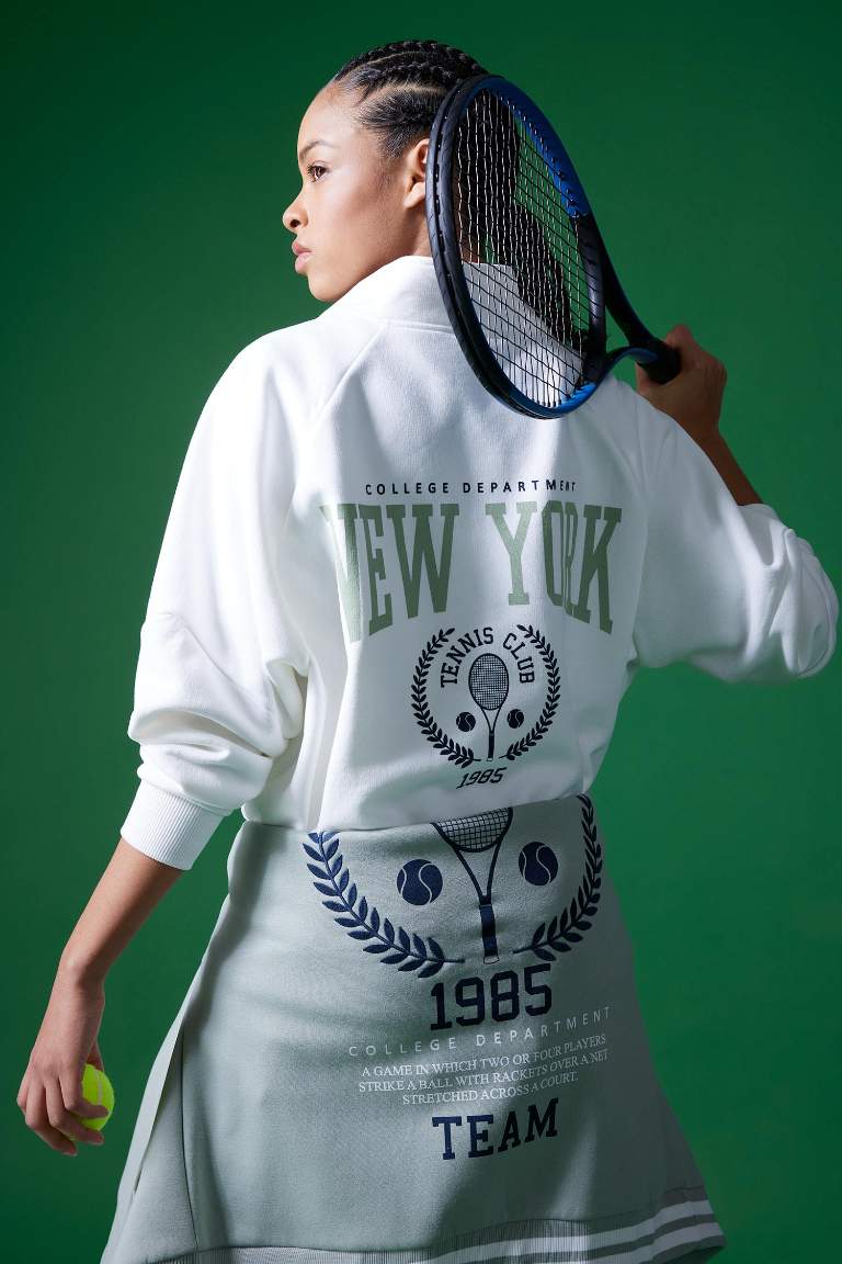 DeFactoFit Oversize Fit Dik Yaka Yarım Fermuarlı Sweatshirt