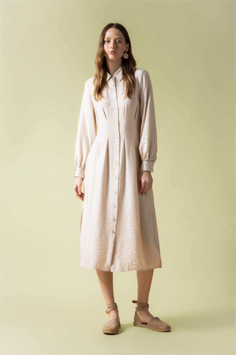 Shirt Collar Long Sleeve Dress