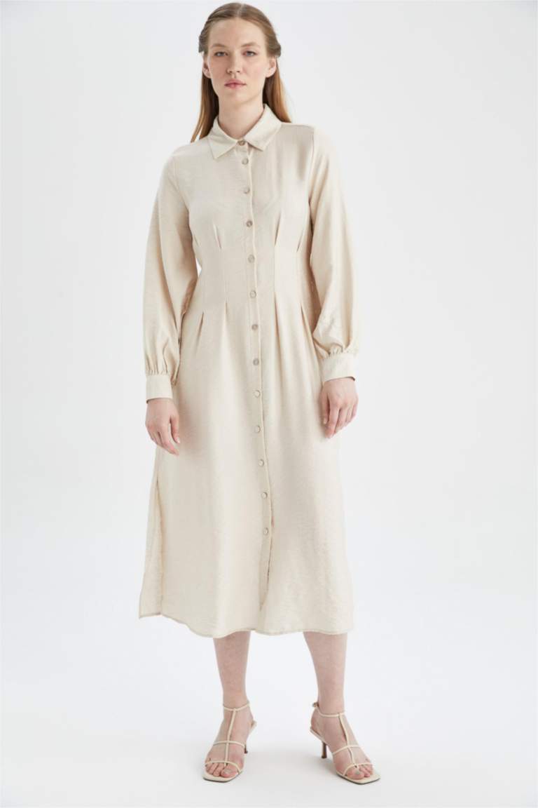 Shirt Collar Long Sleeve Dress