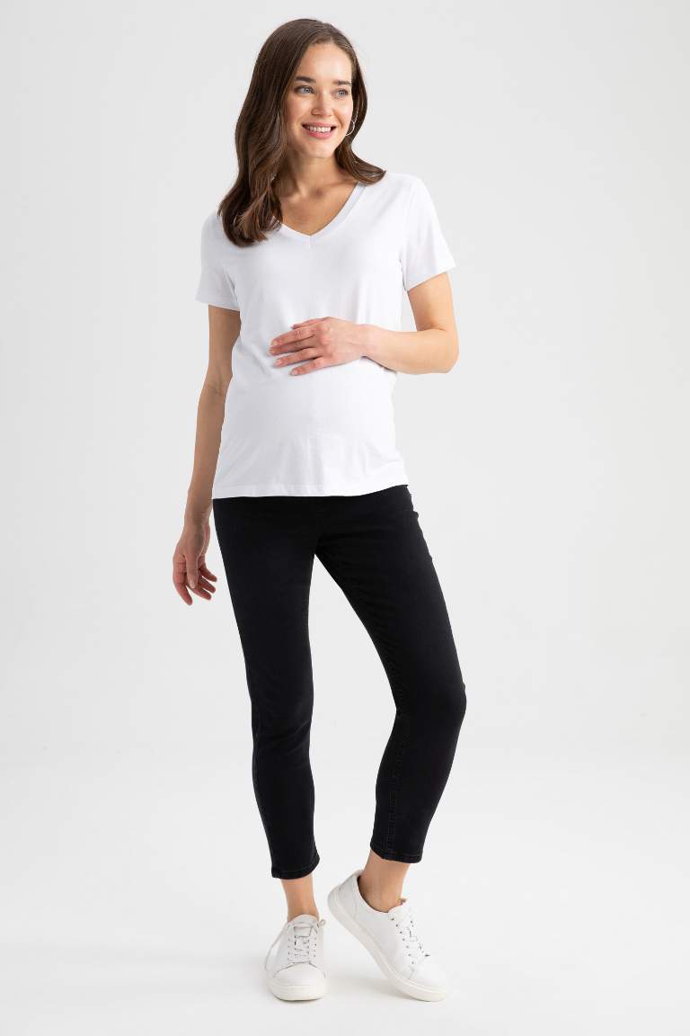 Slim Fit Dar Kalıp Normal Bel Dar Paça Uzun Hamile Pantolon
