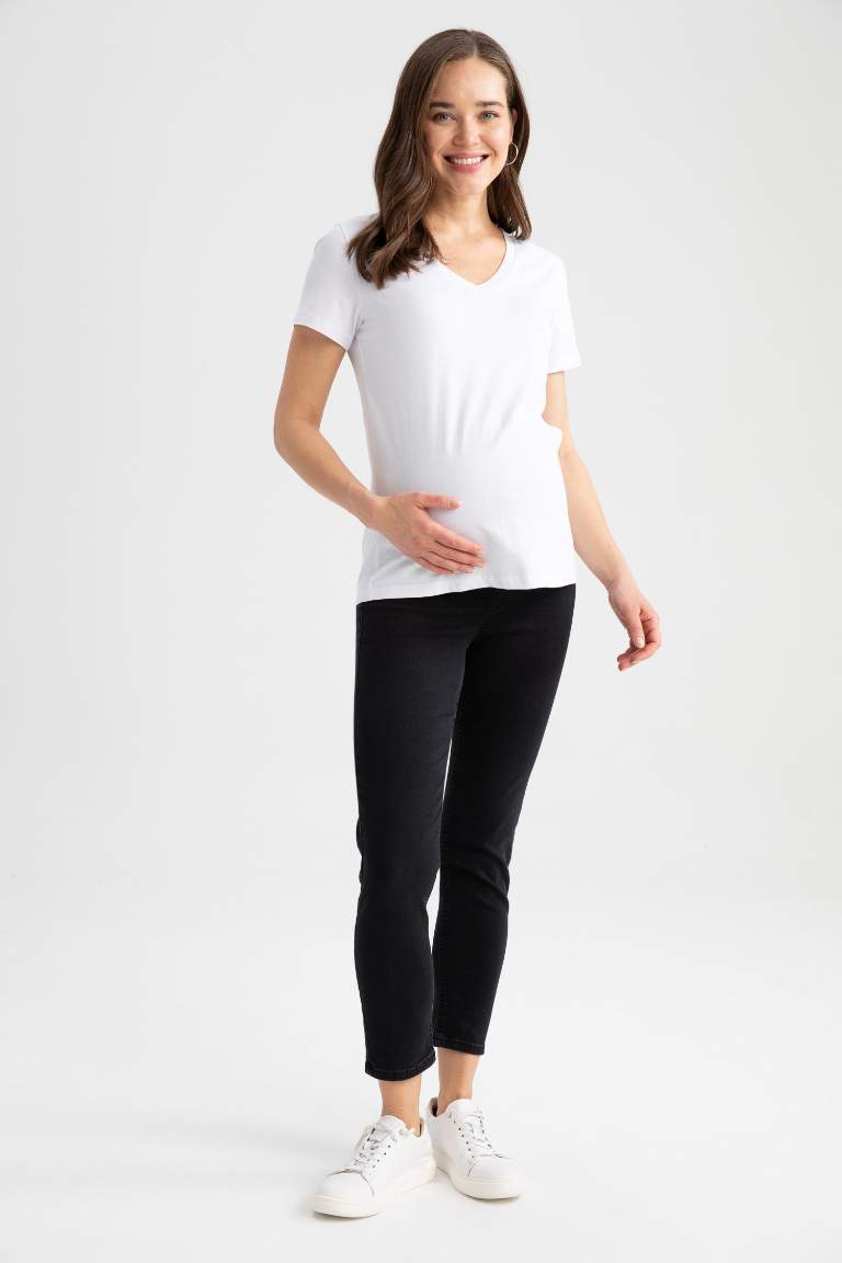Slim Fit Dar Kalıp Normal Bel Dar Paça Uzun Hamile Pantolon